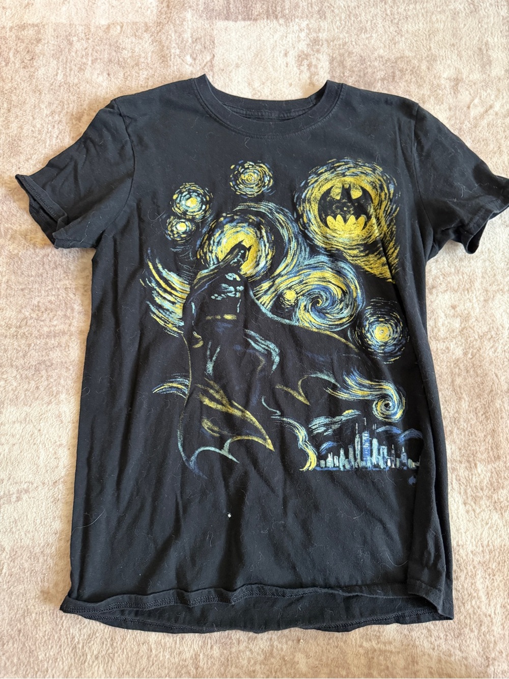 Batman Starry Night Graphic Kids T-Shirt - Black